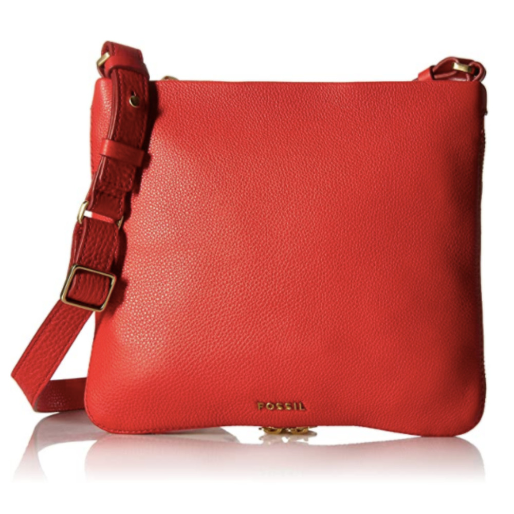 NOWT Fossil Preston Leather Crossbody Bag Red